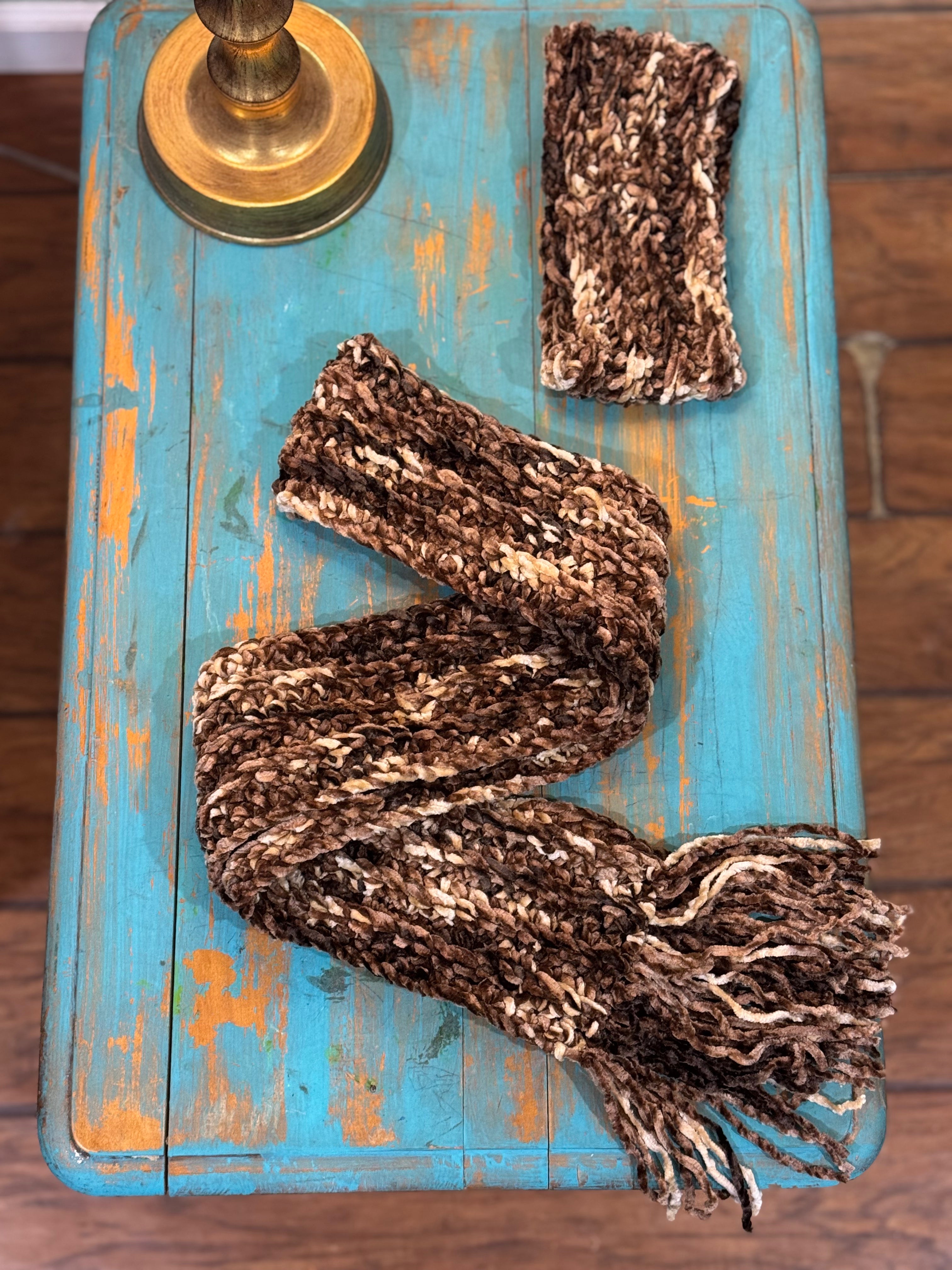 Cane Hill Coffee and Cream Scarf and Headband Set