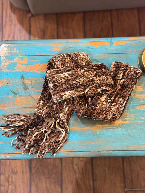 Cane Hill Coffee and Cream Scarf and Headband Set